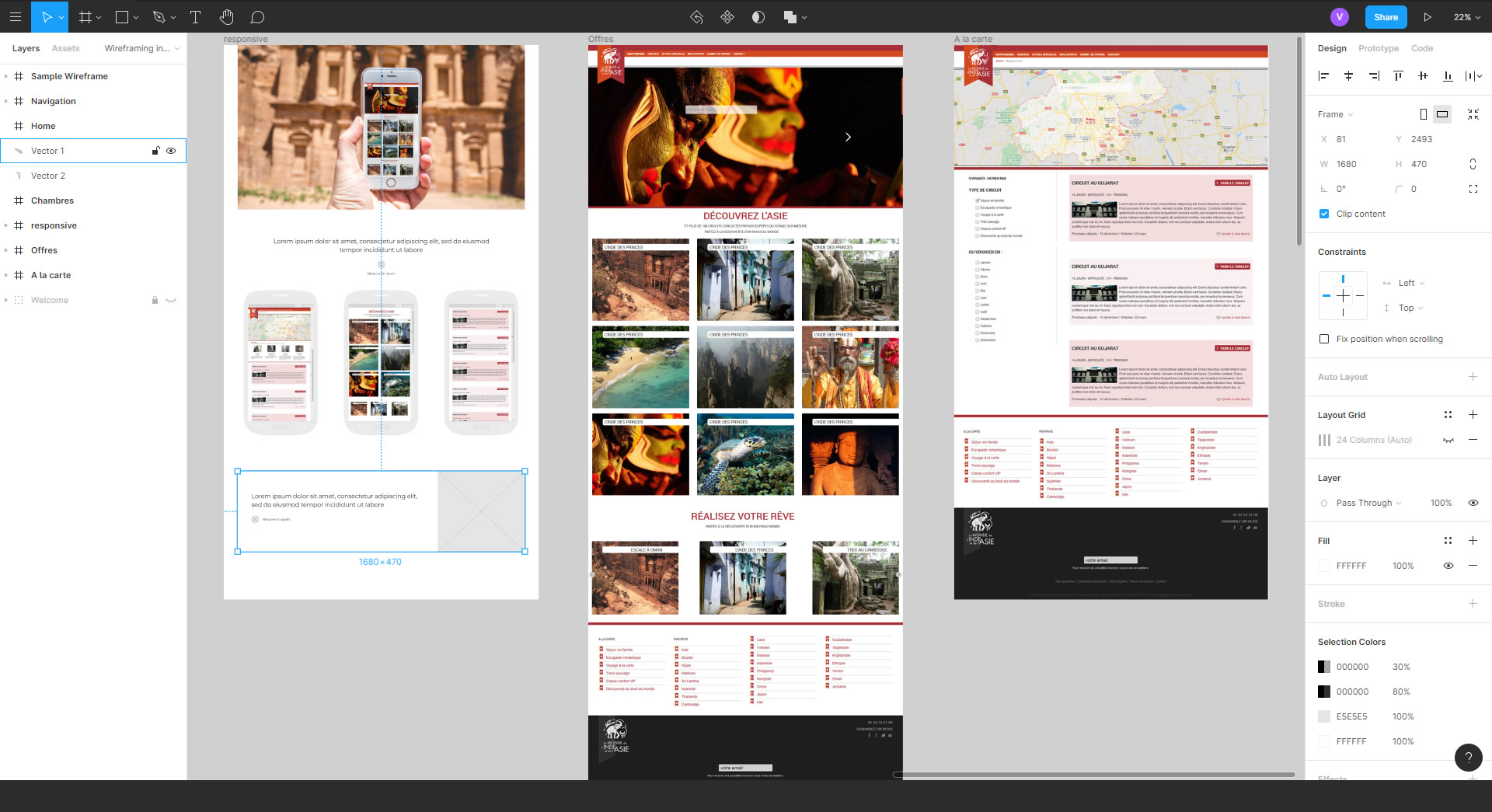 Monde Asie wireframes