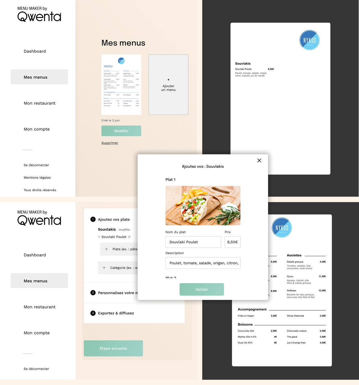 Qwenta maquette Menu-maker