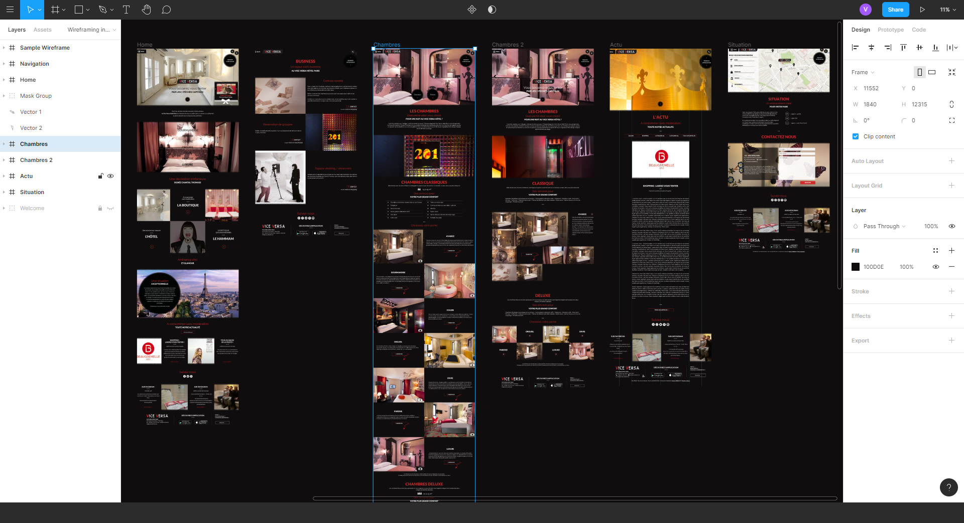 Vice Versa wireframing